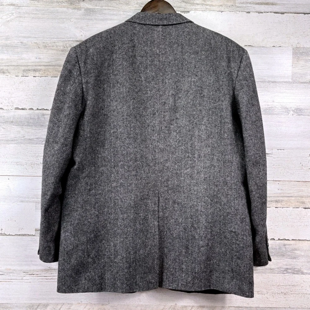 Cricketeer Sport Coat 44R Gray Herringbone Wool Camel Hair Old Money Classic